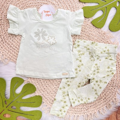 Conj. Blusa Jardim e Legging Florzinhas - Verde